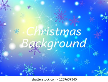 Christmas Background with Cute Snowflakes and Shiny Lights. Festive Background for Christmas Decoration, Cloth, Dress. Vertical A4 Vector Background.