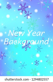 Christmas Background with Cute Snowflakes and Shiny Lights. Festive Background for Christmas Decoration, Print, Poster. Vertical A4 Vector Background.