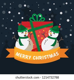 Christmas background with a cute Snowman