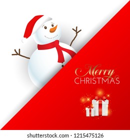 Christmas background with cute snowman design