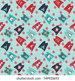 Christmas background with cute ugly christmas sweaters set sweater party collection for invitations