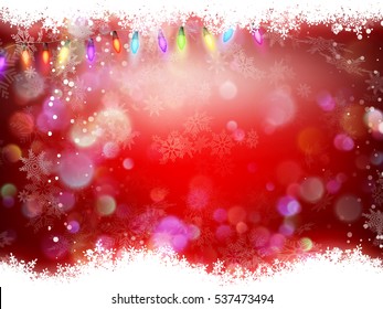 Christmas background of dark red with top and bottom border of sparkly gold glitter with glittery snowflakes. EPS 10 vector file included