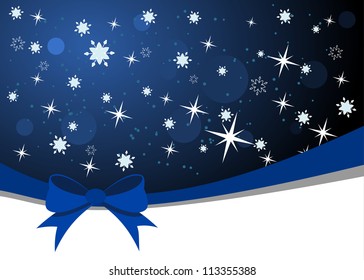 christmas background with dark sky and snowflakes