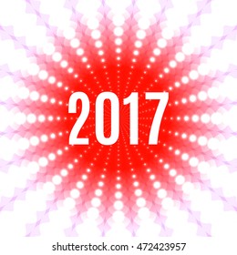 Christmas background with the date 2017. Red stylized snowflake on a white background

