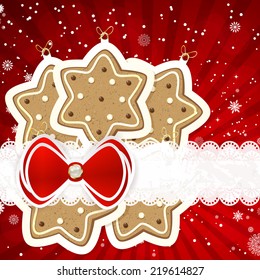 Christmas background with christmas decor elements, vector illustration.