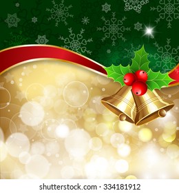 Christmas background with decor and handwritten text "Merry Christmas". Vector illustration for Christmas posters, icons, Christmas greeting cards, Christmas print and web projects.