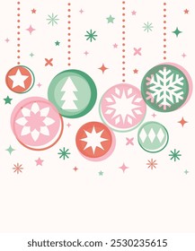 Christmas background. Decorated ball with snowflakes. Vector illustration