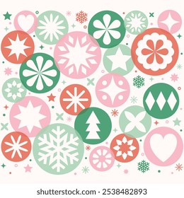 Christmas background. Decorated ball with snowflakes. Vector illustration