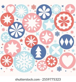 Christmas background. Decorated ball with snowflakes. Vector illustration