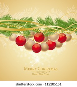 Christmas background decorated with branches