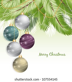 Fondo navideño con ramas decoradas del árbol de Navidad