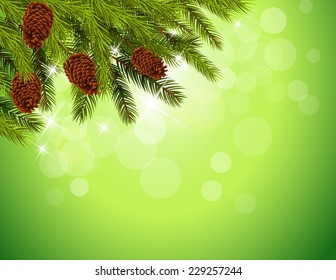 Christmas background with decorated tree 