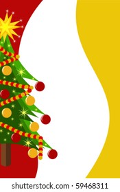 Christmas background with decorated Christmas tree and copyspace