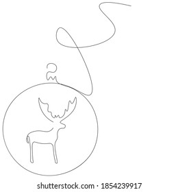 Christmas background with decoration element ball and deer. Vector illustration