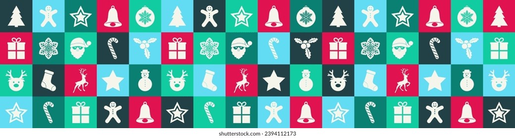 Christmas background with decoration. Seamless pattern. Panoramic header. Vector illustration
