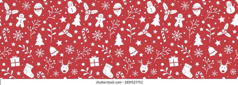 Christmas background with decoration. Xmas wrapping paper. Vector
