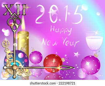 Christmas background with decorations and candles, vector illustration.