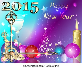 Christmas background with decorations and candles, vector illustration.