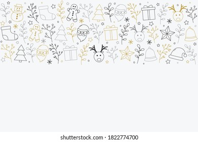 Christmas background with decorations and copyspace. Concept of Xmas card. Vector