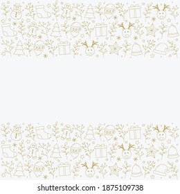 Christmas background with decorations and copyspace. Concept of Xmas frame. Vector