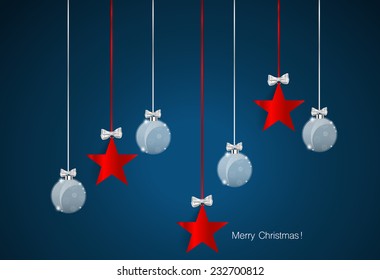 Christmas background with Christmas decorations. Vector illustration.