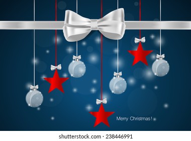Fondo de Navidad con decoraciones navideñas. Ilustración vectorial.
