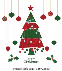 Fondo de Navidad con decoraciones navideñas. Ilustración vectorial.