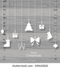 Weihnachtshintergrund mit Weihnachtsdekorationen. Vektorgrafik.