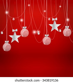 Christmas background with Christmas decorations. Vector illustration.