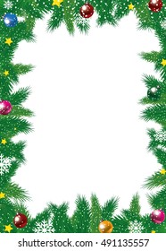 Christmas background with decorations. Vector illustration.