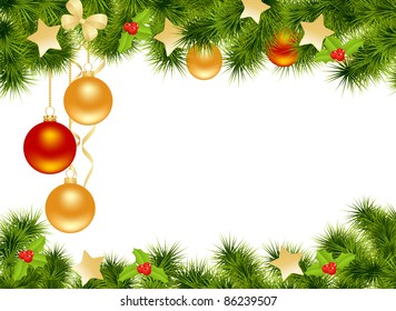 Christmas background with decorations. Vector illustration.
