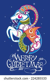Christmas background with decorative goat