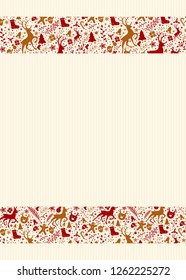 Christmas background with decorative ornaments - layout of a card. Vector.