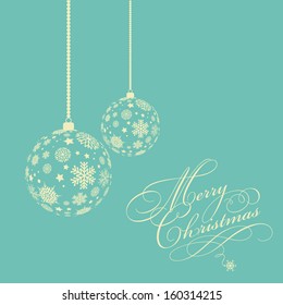 Christmas background with decorative snowflake baubles