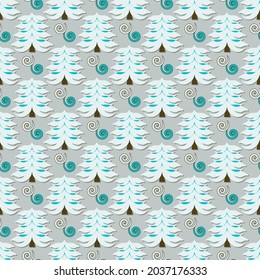 Christmas background from decorative Christmas trees. Seamless vector illustration.