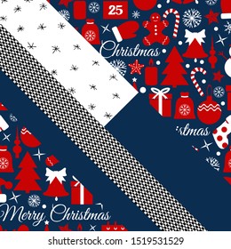 Christmas background decorative winter elements. Illustration for greeting card, banner, poster. Christmas pattern, wrapping, Wallpaper, textile. Vector background.