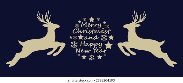 Christmas background. Christmas deer, Greeting card, banner, poster, holiday cover, header