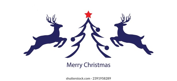 Christmas background. Christmas deer, Greeting card, banner, poster, holiday cover, header