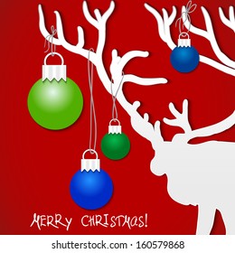 Christmas background with deer New year card for holiday design 