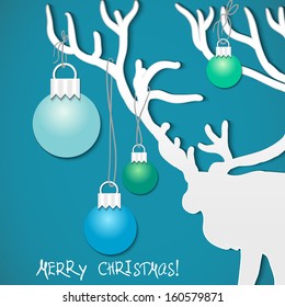 Christmas background with deer New year card for holiday design 
