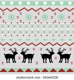 Christmas background. Deer ornament. Vector illustration.