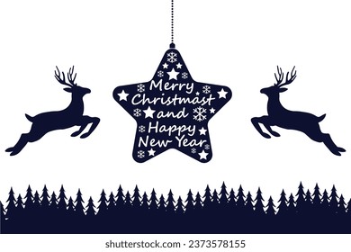 Christmas background. Christmas deer, Santa claus, Greeting card, banner, poster,  header, holiday cover