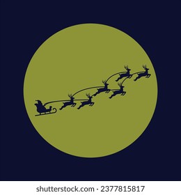 Christmas background. Christmas deer, Santa claus, santa Carriage, Greeting card, banner, poster,  header, holiday cover