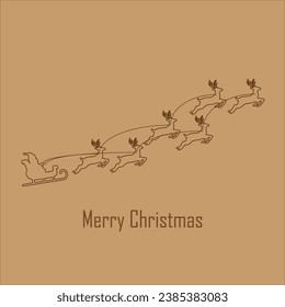 Christmas background. Christmas deer, Santa claus, santa Carriage, Greeting card, banner, poster,  header, holiday cover