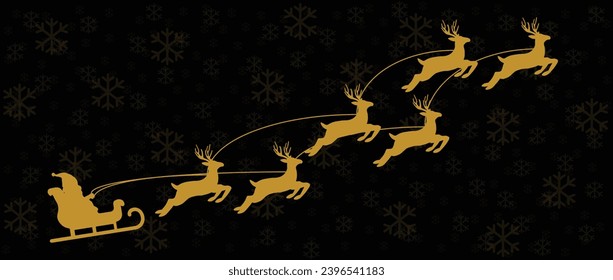 Christmas background. Christmas deer, Santa claus, santa Carriage, Greeting card, banner, poster,  header, holiday cover