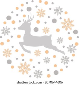 Christmas background, deer with snowflakes Vector illustration for decorating gifts, cards, posters, labels