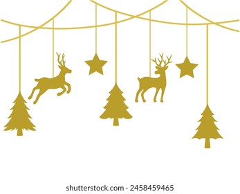 Christmas Background with Deer, Star and Christmas Tree