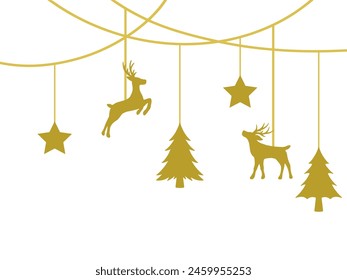 Christmas Background with Deer, Star and Christmas Tree