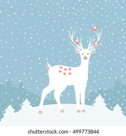Christmas background with Christmas deer. Vector 

illustration.