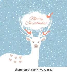 Christmas background with Christmas deer. Vector illustration.